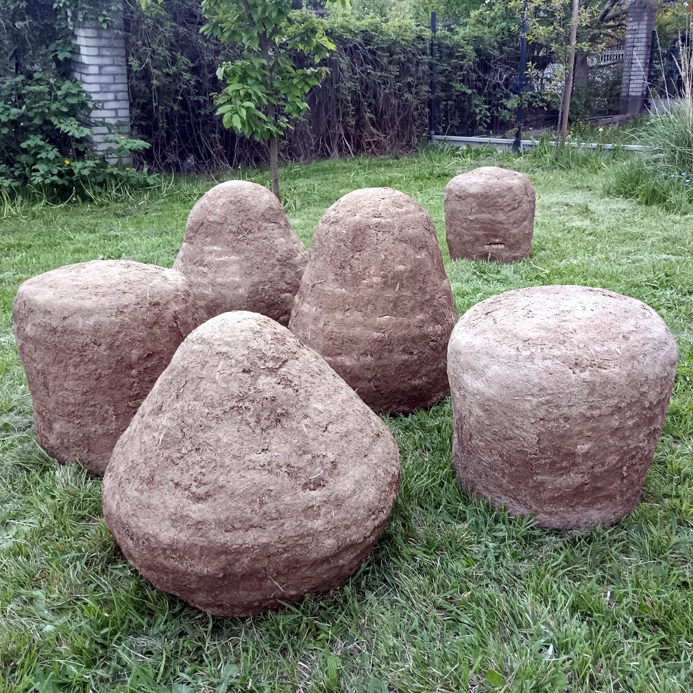 Hand made sraw hive. Skep from natural materials